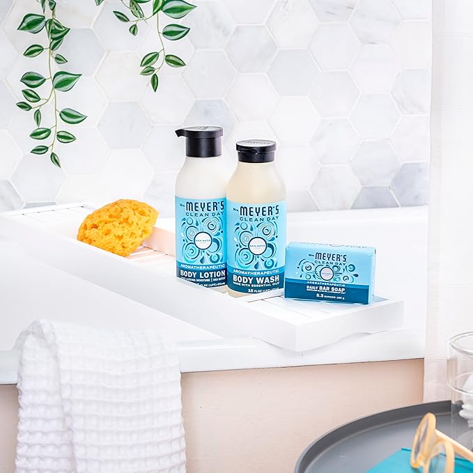 MRS. MEYER'S CLEAN DAY Moisturizing Body Wash for Women and Men, Biodegradable Shower Gel Formula Made with Essential Oils, Rain Water, 16 oz Bottle, Pack of 3