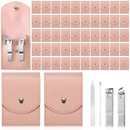 Geosar 50 Set Travel Manicure Kit Nail Clippers Pedicure Professional Nail Care Tools Stainless Steel Grooming Set with Portable Travel Case Gifts for Mother Father(Pink)