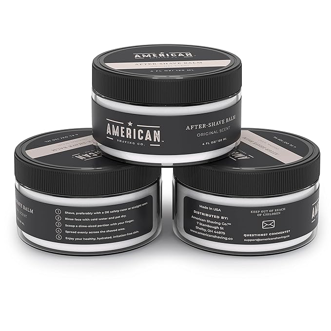 After Shave Balm for Smooth (Original Scent), Silky & Irritation Free Skin, Soothes and Moisturizes Face After Shaving, Treats Redness & Razor Burn, Post Shave Lotion by American Shaving Co - 4 Oz
