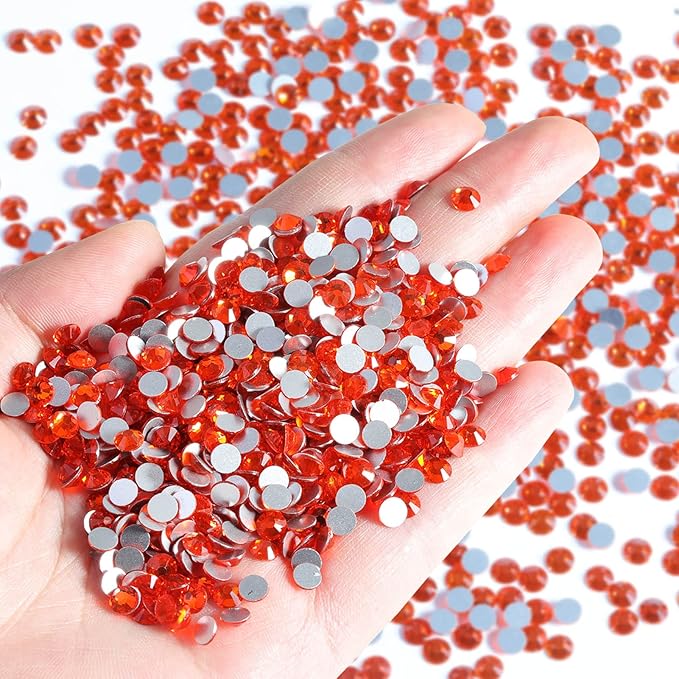 Beadsland Flatback Rhinestones Bulk,14400pcs Orange Rhinestones for Nails Crafts Clothes DIY Decoration, Hyacinth/Orange, SS20, 4.6-4.8mm