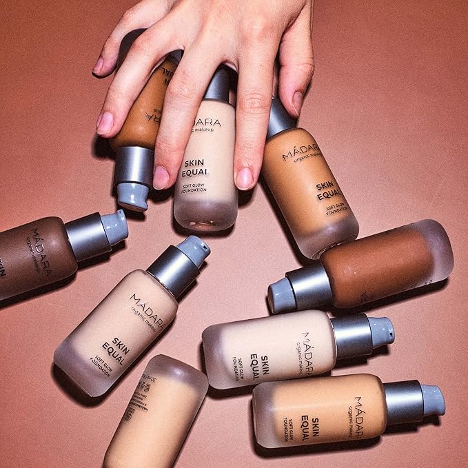 MÁDARA Organic Skincare | Skin Equal Soft Glow Foundation SPF15 OLIVE 60-30ml, Mineral foundation with hyaluronic acid, Buildable medium coverage, Dewy foundation, Vegan, COSMOS natural certified