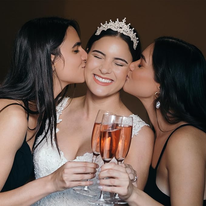 LIMELIA Women's Tiara for Henna Wedding Party|Glitter Hair Accessories for Bridal Birthday Pageant Prom Halloween Cos-play Christmas Party|Dence-Silver