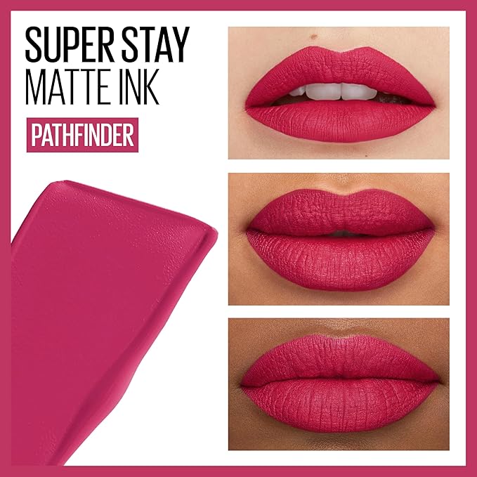 Maybelline Super Stay Matte Ink Liquid Lipstick Makeup, Long Lasting High Impact Color, Up to 16H Wear, Pathfinder, Berry Pink, 1 Count, Packaging May Vary