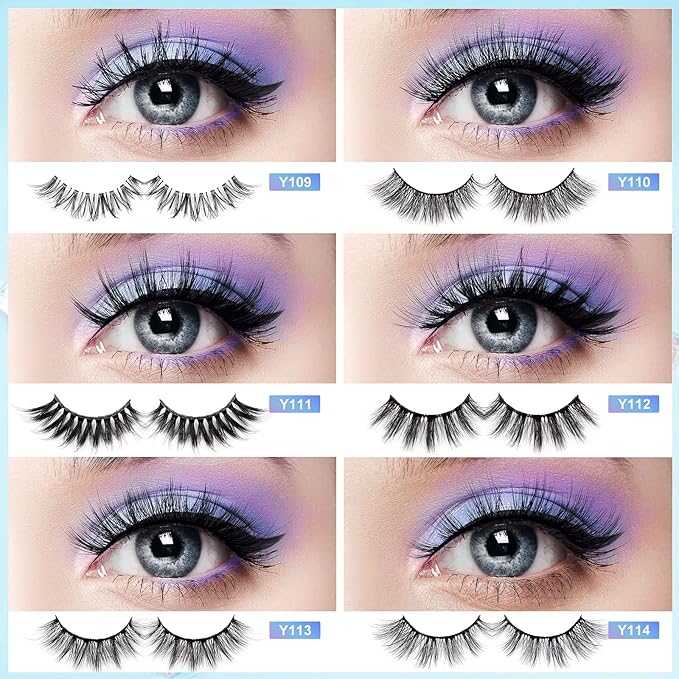 MAGEFY Lashes 30 Pairs 6 Styles Faux Mink Eyelashes, Fake Eyelashes Natural Look to Dramatic Volume False Lashes, 3D Lashes Pack with Eyebrow Grooming Kit