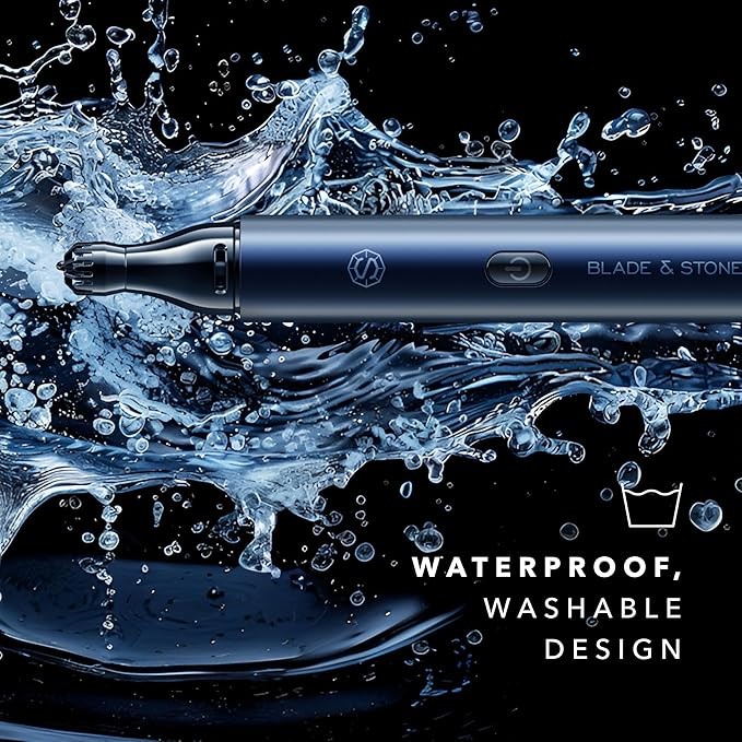 Blade & Stone™ NS501M Nose & Ear Trimmer | Graphene-X™ Blade | High-Velocity, Low-Noise Motor | Patented Rotary Blade Design | Skin-Friendly, Tug-Free Performance, Detachable Head (Dark Night)