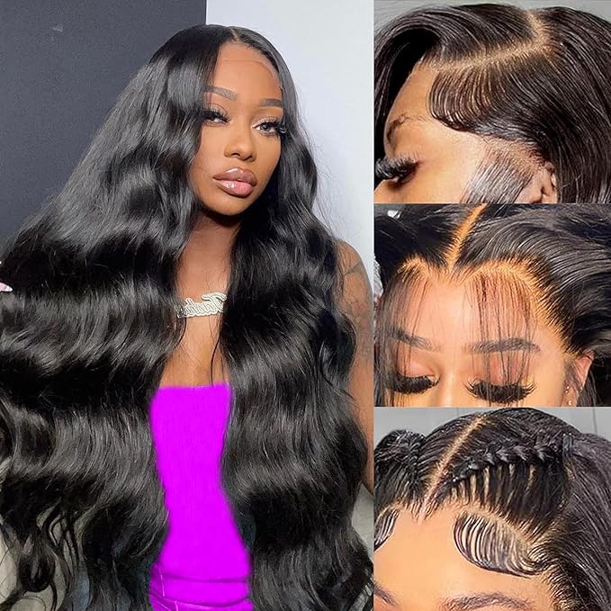 30 Inch 13X6 Body Wave Lace Front Wigs Human Hair Pre Plucked 200% Density HD Lace Frontal Wigs Human Hair Wear and Go Glueless Wigs for Women Body Wave Wig Human Hair with Baby Hair Natural Color