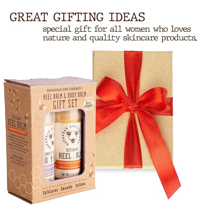 Savannah Bee Heel & Body Balm Duo Gift Set - Beeswax Heel Balm and Honey and Beeswax Body Balm, for Healthy and Hydrated Skin