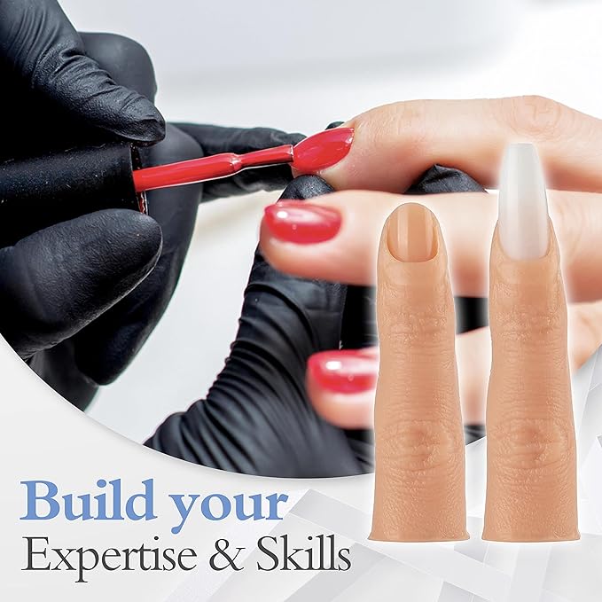 Americanails RealisTech Ultra Lifelike Silicone Practice Finger for Acrylic Nails - Nail Technician Training Tool, Flexible Practice Finger, Mannequin Finger with Insertable Nails, Practice Nail Art