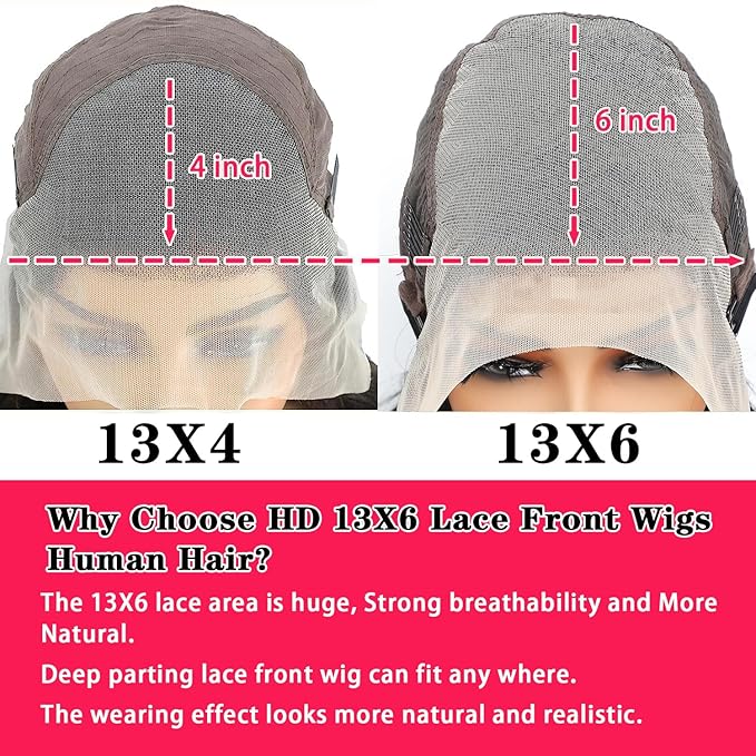 13x6 HD Lace Front Wigs Human Hair Body Wave 13x6 Lace Frontal Wig Pre Plucked Bleached Knots With Baby Hair 180 Density Brazilian Human Hair Wigs for Women Natural Black 20 Inch