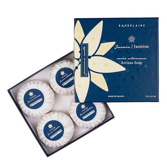 Provence Sante Luxury French Cleansing Bar - Moisturizing Shea Butter - Triple-milled Jasmine Fragrance, 2.7oz 4-Bar Gift Box