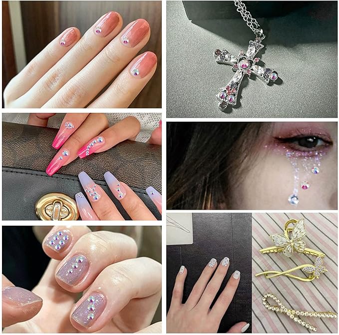 Beadsland Flatback Rhinestones Bulk, 2880pcs Crystal Rhinestones for Nails Crafts Clothes DIY Decoration, Transparent AB, SS30, 6.3-6.5mm