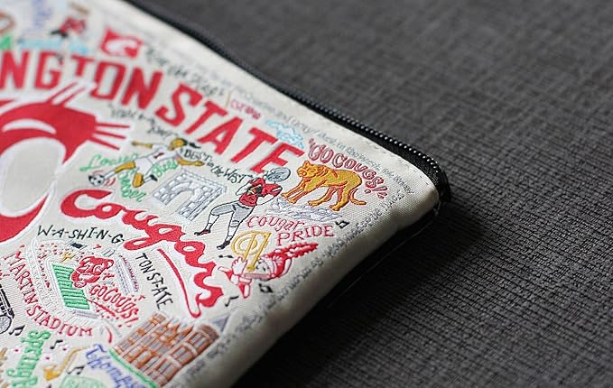 Catstudio Collegiate Zipper Pouch, Washington State University Travel Toiletry Bag, Ideal Gift for Alumni, Makeup Bag, Dog Treat Pouch, or Travel Purse