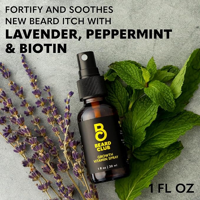 The Beard Club Biotin Vitamin Spray for Facial Hair Growth - Natural Formula for Fuller, Thicker Beard, Easy-to-Use, Nourishing & Soothing for All Beard Types & Skin