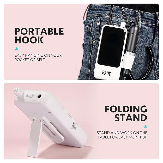 GAOY Cordless Nail Drill with 6 Nail Drill Bits for Acrylic and Gel Nails, 3Pcs Cuticle Trimmer Set Bundle