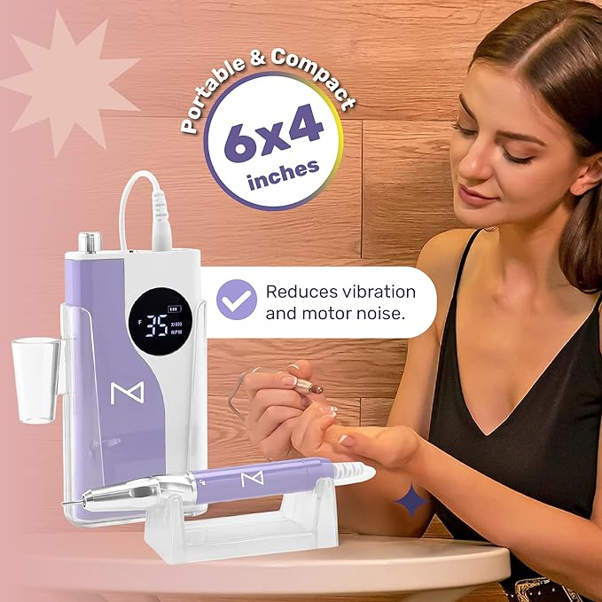 M - Ying Yang Brushless Nail Drill - Gift for Her - 35K RPM Wireless Powerhouse, 85w, Aluminum Alloy Shell, Ultra Quiet Operation for Smooth Precision Nail Art (Rose Gold)