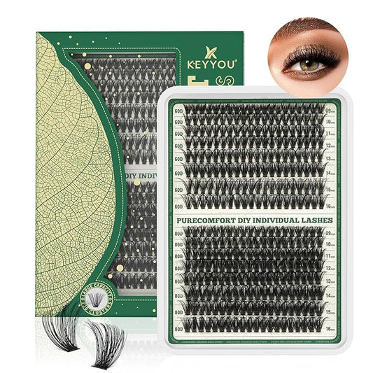Lash Clusters 320Pcs Eyelash Clusters 60D+80D C Curl 9-16MIX Clusters Lashes Thick Super Soft Wispy DIY Eyelash Extension at Home(60D+80D-C,9-16MIX)