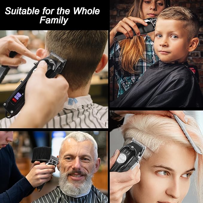 CIICII Hair Clippers for Men Professional, Cordless Barber Clippers for Hair Cutting (Rechargeable USB Adjustable Mens Hair Trimmer with 8 Metal Guards, 13Pcs Grooming Haircut Kit) for DIY Home Salon