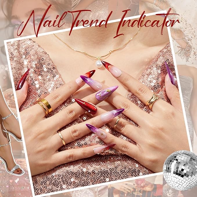 Modelones Cat Eye Gel Nail Polish Kit with U V Light, Gold Green Red Purple Magnetic Manicure Set with Base Top Coat Magnet 4 Colors Gel Mini Salon DIY Nail Art Starter Holiday Gift for Women Girls