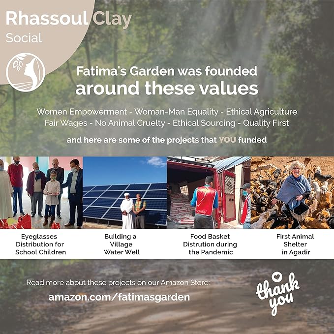 Fatima's Garden Rhassoul Clay with Herbs - Detox Facial Powder, 425g