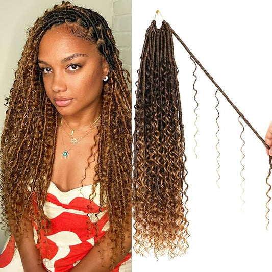 8 Packs Goddess Faux Locs Crochet Hair-24 Inch Boho Soft Locs Crochet Hair for Black Women (T27, 24 Inch(Pack of 8))