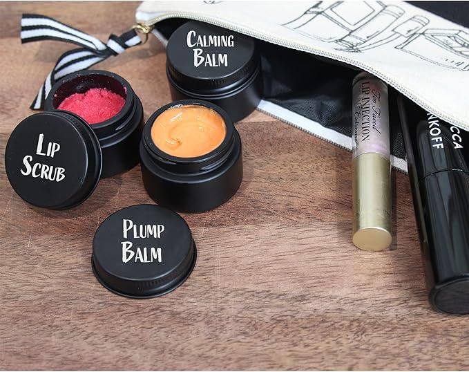 Darware 15-Milliliter Glass Balm Jars (24-Pack, Black); 1/2 oz Tiny Cosmetic Jars with Lined Black Metal Lids