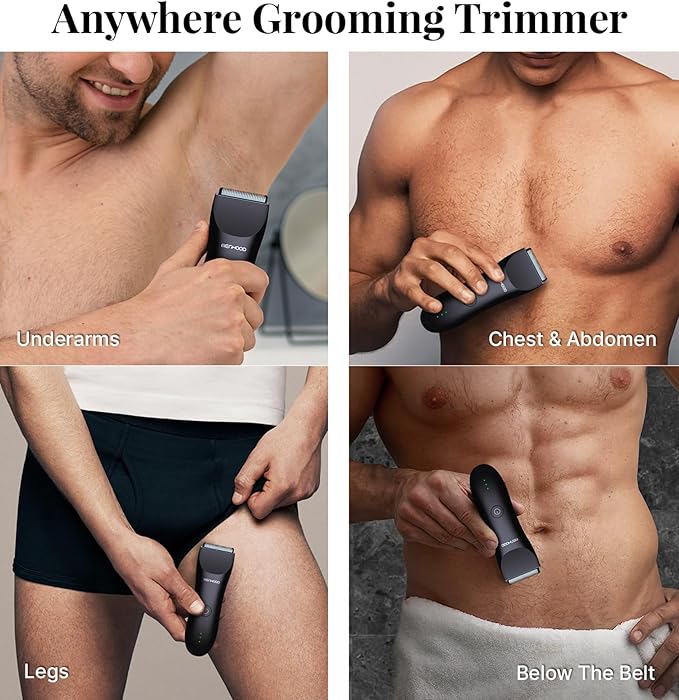 Grooming Trimmer 1.0 – Groin & Body Shaver for Men with Skin-Friendly Ceramic Blade & IPX6 Water Protection – Snag-Free Ball Shaver with 150-Minute Run Time