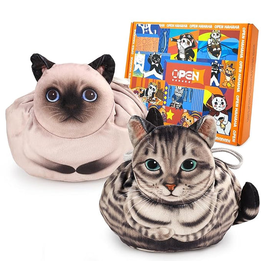 Openhaha Drawstring Makeup Organizer, Travel Cosmetic Pouch Bag, Cat Gift for Women, Lay Flat Makeup Bag Gifts for Cat Lovers (2-Pack)
