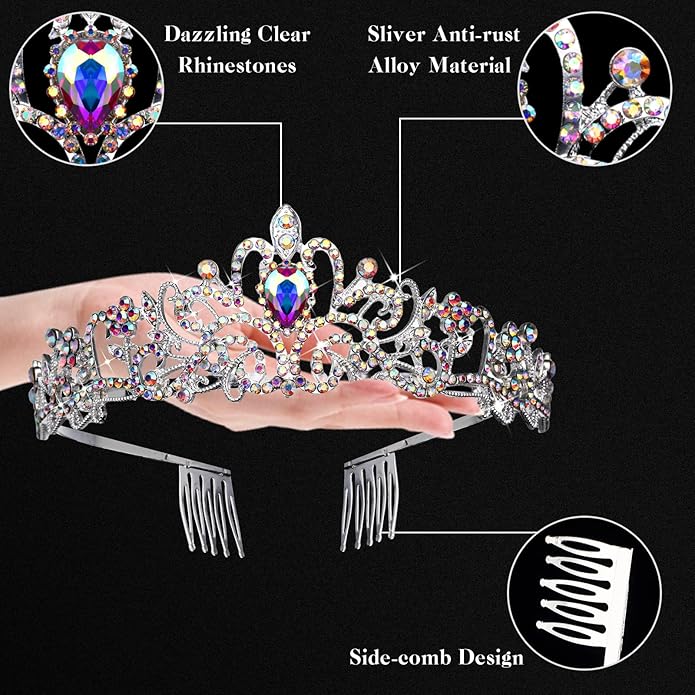BBTO 10 Pcs Crystal Tiara and Crowns for Women Girls Princess Rhinestone Crown Queen Headband with Combs Bride Tiara for Birthday Party Wedding Prom Hair Accessories