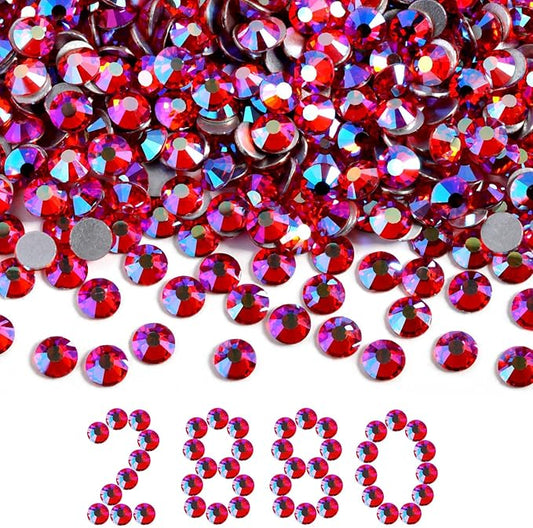 Beadsland Flatback Rhinestones Bulk, 2880pcs Rhinestones for Nails Crafts Clothes DIY Decoration, Hyacinth AB, SS30, 6.3-6.5mm