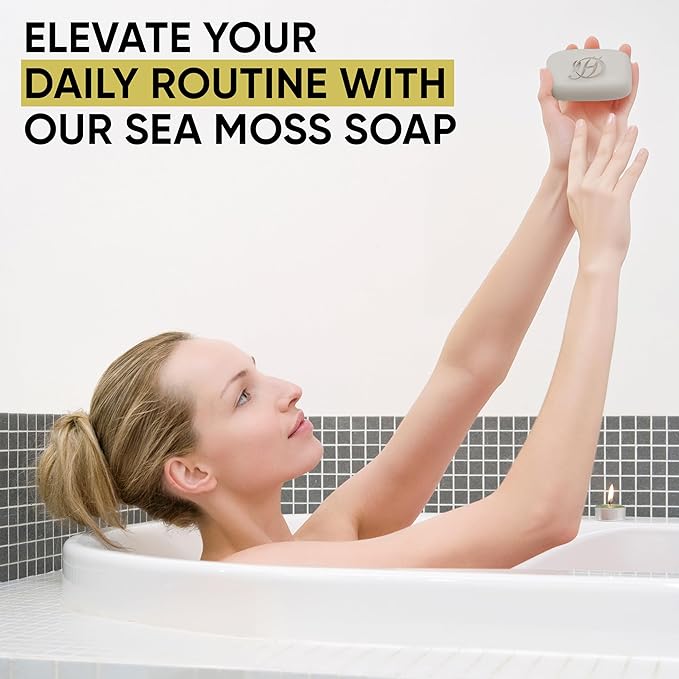 Sea Moss Herbal Soap | Pack of 6 of 5oz soap Bar | Ideal for Men and Women, Soothing and Nourishing Soap for Moisturization