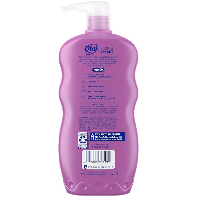 Dial Kids 3-in-1 Body+Hair+Bubble Bath, Lavender Scent, 24 fl oz (Pack of 4)