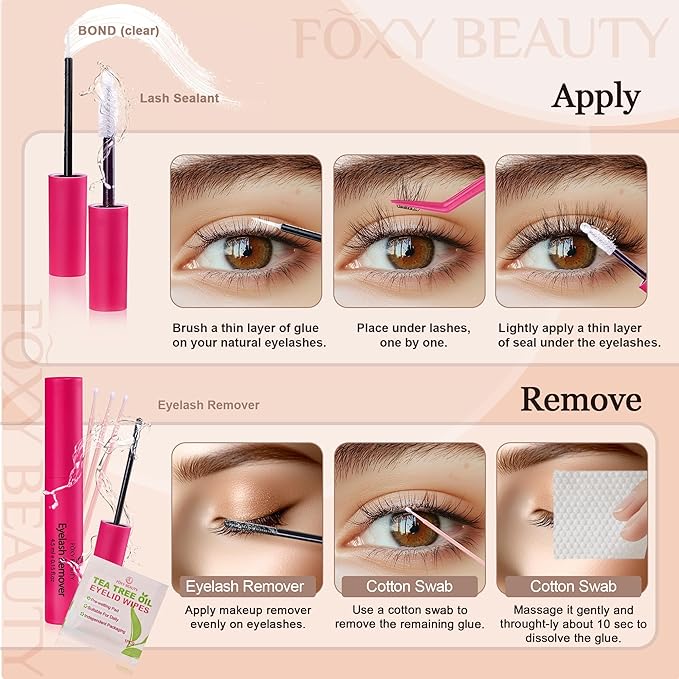 Lash Clusters Kit with Bond and Seal Brown Lash Clusters For Mature Eyes Lash Extension Kit with Eyelid Wipes Brush Eyelash Extension Kit with Drawstring Bag Mocha Mousse lashes Gift Set For Women