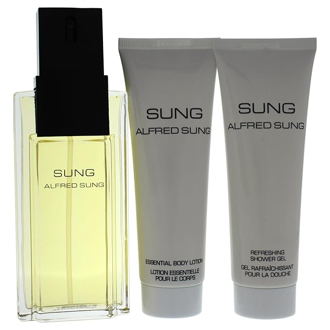 Alfred Sung Sung for Women - 3 Pc Gift Set 3.4oz EDT Spray, 2.5oz Essential Body Lotion, 2.5oz Refreshing Shower Gel. (Pack of 2)