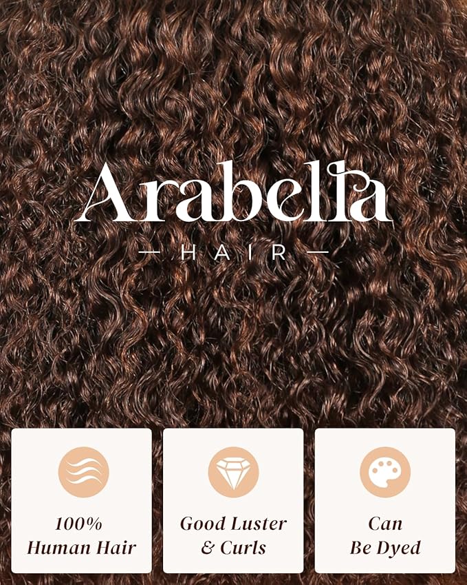 Arabella 5x6 Chocolate Brown Deep Curly Bob Wig Human Hair 210% Density Wear and Go Glueless Wigs Human Hair 4# Brown Bob Wig Lace Front Wigs Pre Cut Lace Pre Bleached Knots(12inch, 5x6 DC Glueless)