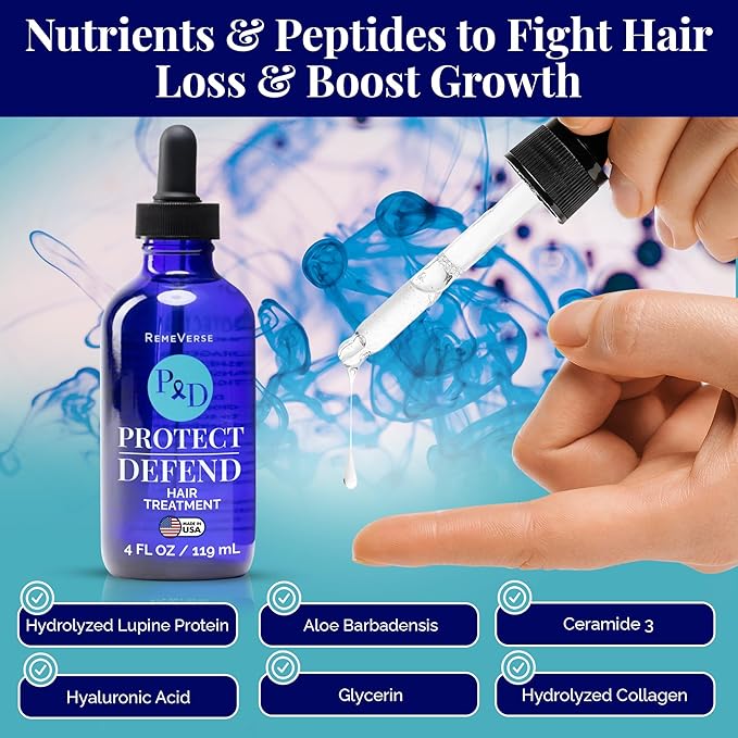 RemeVerse Protect & Defend Hair Treatment for Chemotherapy & Sensitive Scalps - Ideal for Healthier Hair & Regrowth - Cleanses, Nourishes Scalp & Strengthens Follicles - Made in USA - 4 oz
