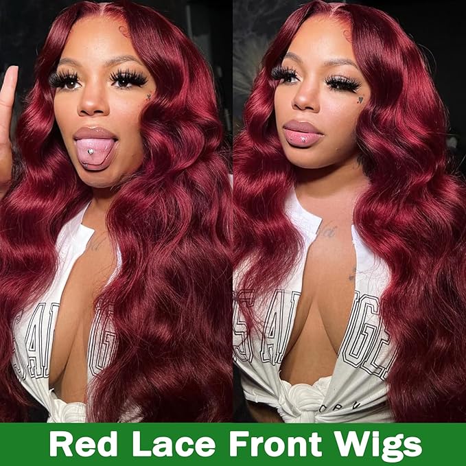 99j Burgundy Lace Front Wigs Human Hair 13x6 Body Wave Lace Front Wigs Human Hair Pre Plucked Glueless Red Wig Wine Red Wigs for Women Reddish Brown 180 Density 22 Inch