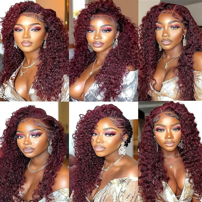Color 99j Loose Deep Wave Bundles Human Hair Burgundy Deep Wave Bundles 8a Grade Double Weft Brazilian Human Hair Wet and Wavy Soft Silky for Black Women 10 12 14 Inch