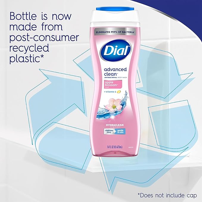 Dial Body Wash, 6 Pack, Apple Blossom Scent, Hydrating and Moisturizing Deep Cleaning Women's Body Wash with Vitamin E for Dry Skin, 16 oz. Each