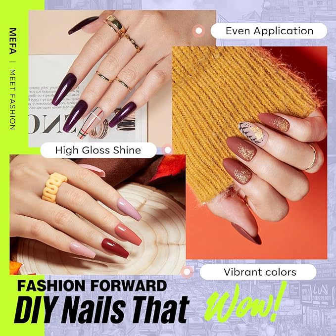 MEFA 35 Pcs Gel Nail Polish Set, 32 Colors All Seasons Collection Gel Nail Polish Set with Matte/Glossy Base Top Coat Manicure DIY Salon Home Decoration Beginners Gifts for Women