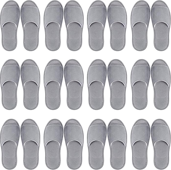 12 Pairs Disposable Slippers for Guests Open Toe Spa Slippers Bulk Disposable Sandals Soft Fleece for Man Women Spa Hotel Wedding Shoeless Home