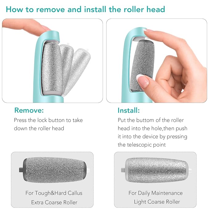 Electric Callus Remover for Feet, Professional Pedicure Kit Foot Scrubber for Dry, Dead, Cracked, Hard Skin, at Home Feet Spa Care Kit for Men & Women (Blue)