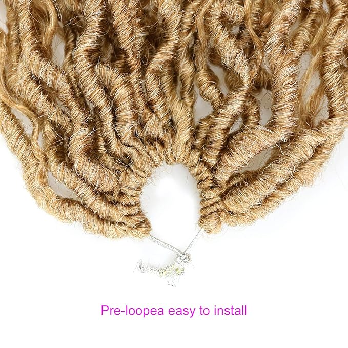 Aipin Goddess Locs Crochet Hair 14 Inch Boho River Locs Hippie Locs Wavy Crochet With Curly Hair In Middle And Ends Braids Hair Extensions (7Packs,14 inch,T27/613)