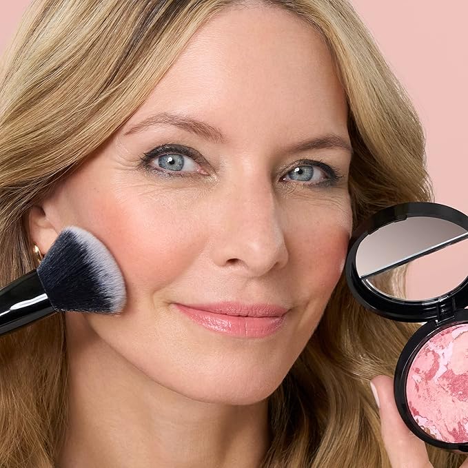 LAURA GELLER NEW YORK Baked Blush-n-Brighten Marbleized Blush + Angled Brush (01 Tropic Hues, 47mm)