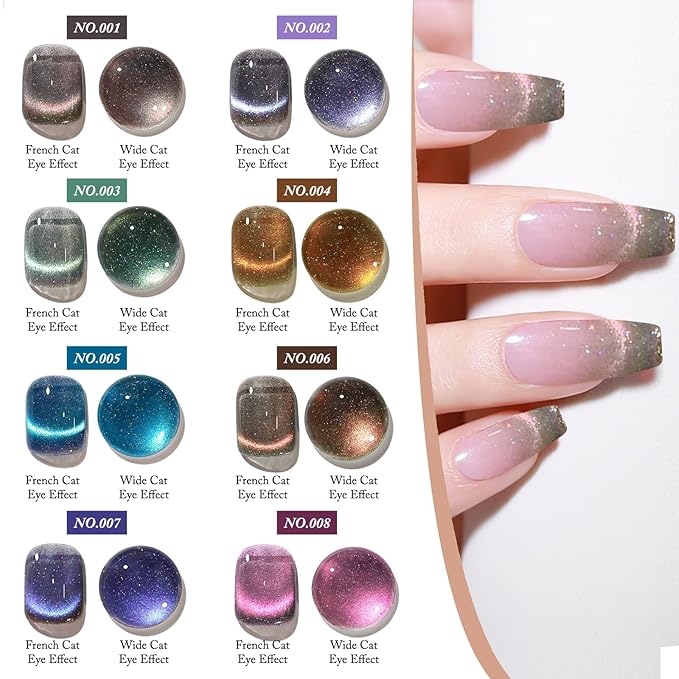 Crushed Diamond Cat Eye Gel Nail Polish with Magnet Stick, 15ml Holographic Glitter Gel, Ideal for DIY Nail Art, Gemstone Shimmer