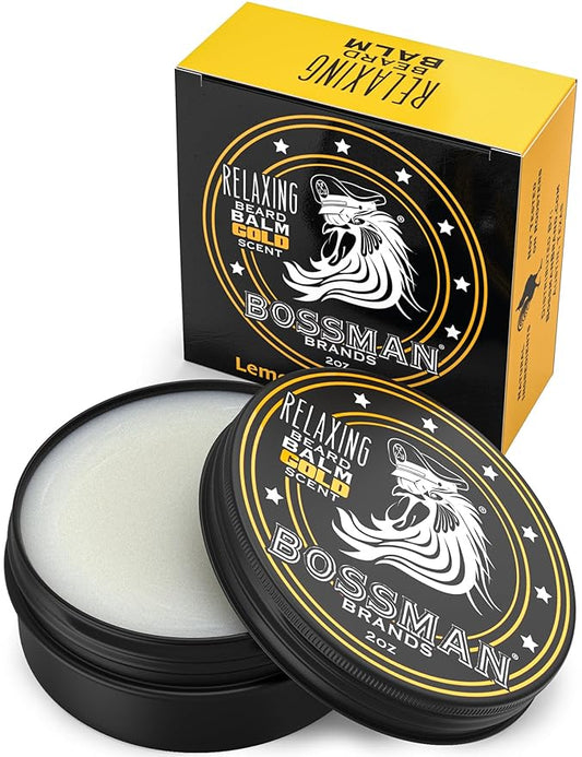 Bossman Relaxing Beard Balm for Men (Gold Scent) – Tames, Relaxes, Thickens & Softens for Ultimate Beard Care – Made in USA
