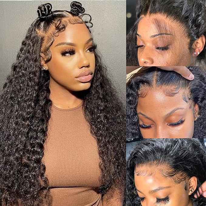 28 Inch Deep Wave Lace Front Wigs Human Hair Pre Plucked 180% Density Wet and Wavy Glueless HD Transparent Curly Lace Front wigs Human hair with Baby Hair 13x4 Lace Frontal Wigs for Women