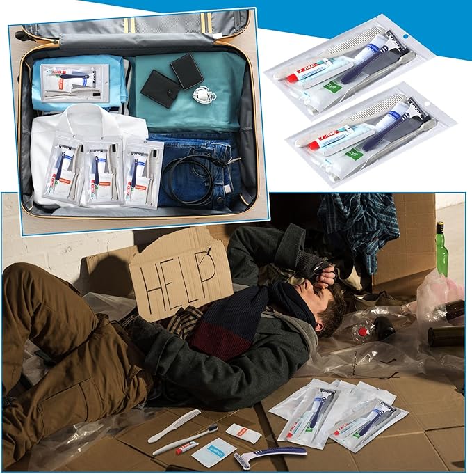 Suclain 48 Sets Hygiene Kits for Homeless in Bulk Homeless Basic Toiletry Kits Care Package Supplies Individually Packed for Men Women Travel Charity Hotel Business