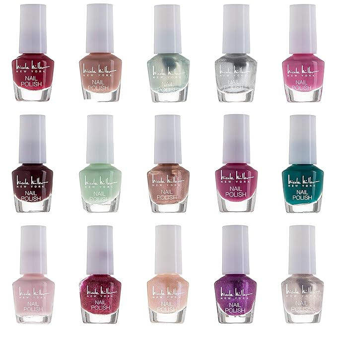 Nicole Miller Mini Nail Polish Set – Glossy, Vibrant Colors for Fingernails & Toenails, Floral Collection