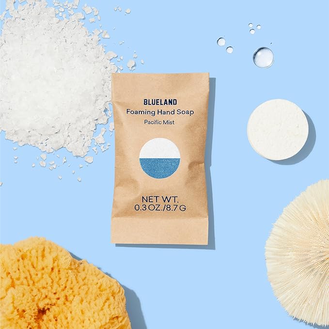 BLUELAND Foaming Hand Soap Refill Tablets, 10-Pack, Pacific Mist Scent, Eco Friendly Cleaning Products, 10 x 9 Fl oz