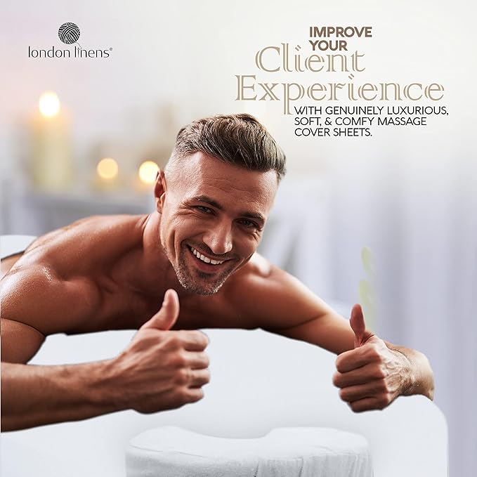 LONDON LINENS Pack of 2 Soft Microfiber Massage Table Sheets 3 Piece Set - Includes Massage Table Cover, Massage Fitted Sheet, and Massage Face Rest Cover (White)